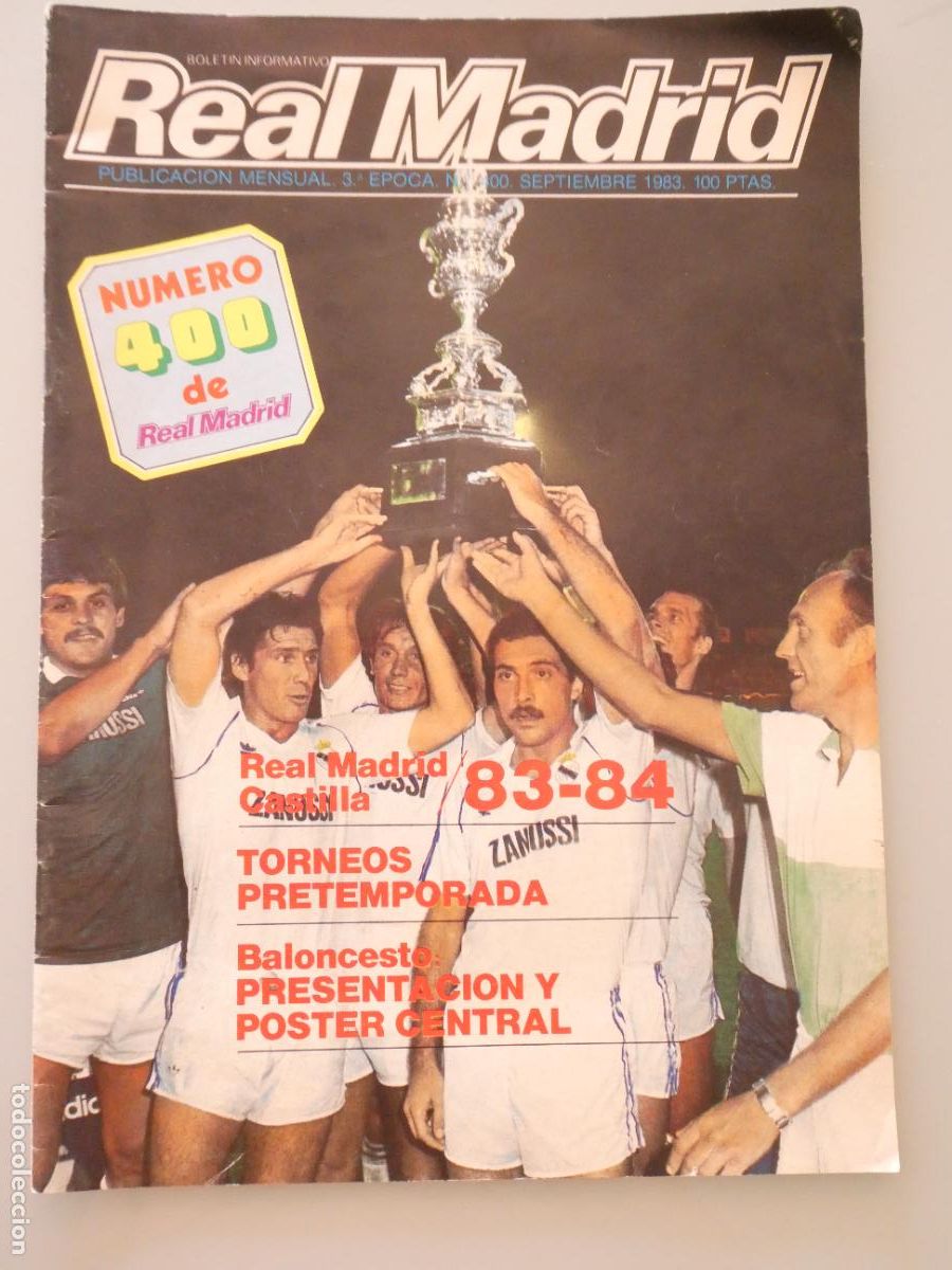 Coleccionismo deportivo: REVISTA DEL REAL MADRID CLUB DE F&Uacute;TBOL BASKET 400 SEPTIEMBRE 1983 POSTER BALONCESTO. 120GR