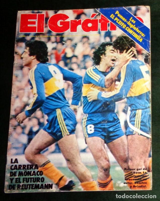 Coleccionismo deportivo: REVISTA F&Uacute;TBOL ARGENTINO EL GR&Aacute;FICO Junio 1981. MARADONA BOCA JUNIORS. LIVERPOOL. JUVENTUS SCUDETTO