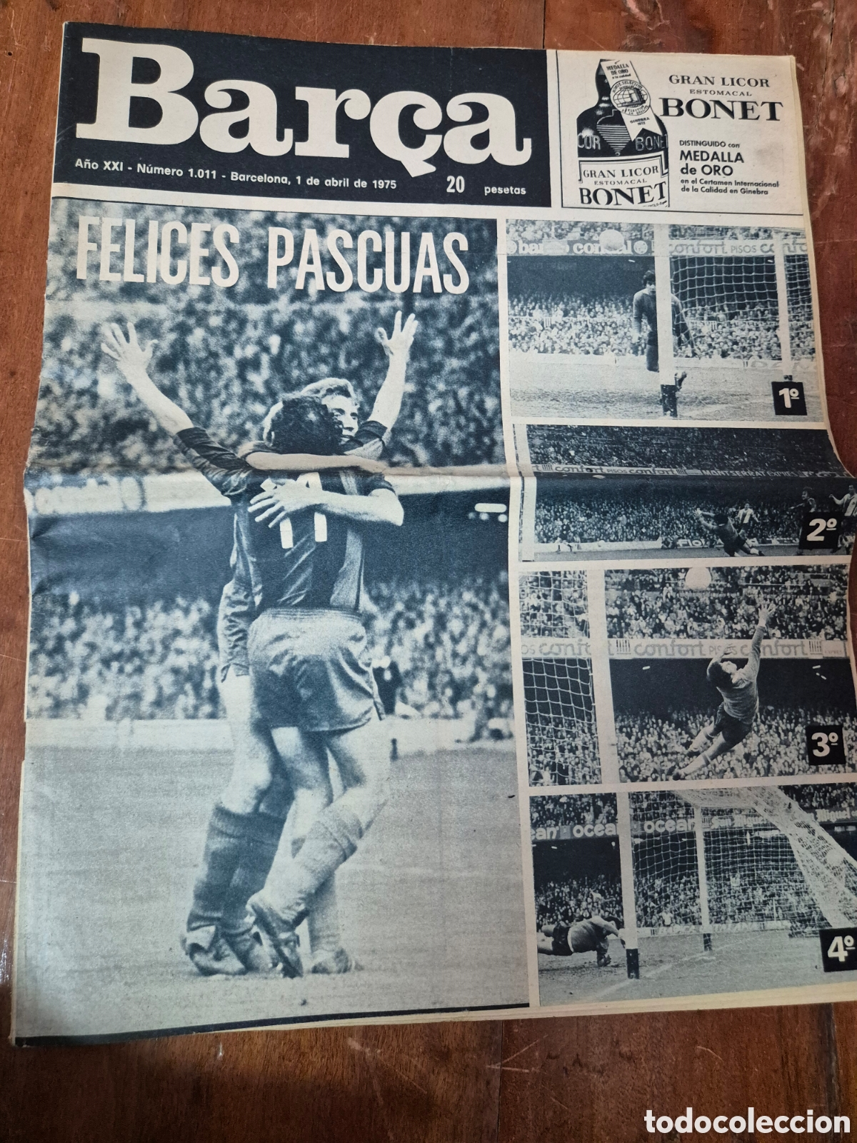Coleccionismo deportivo: BAR&Ccedil;A 1/4/1975 NUMERO 1011