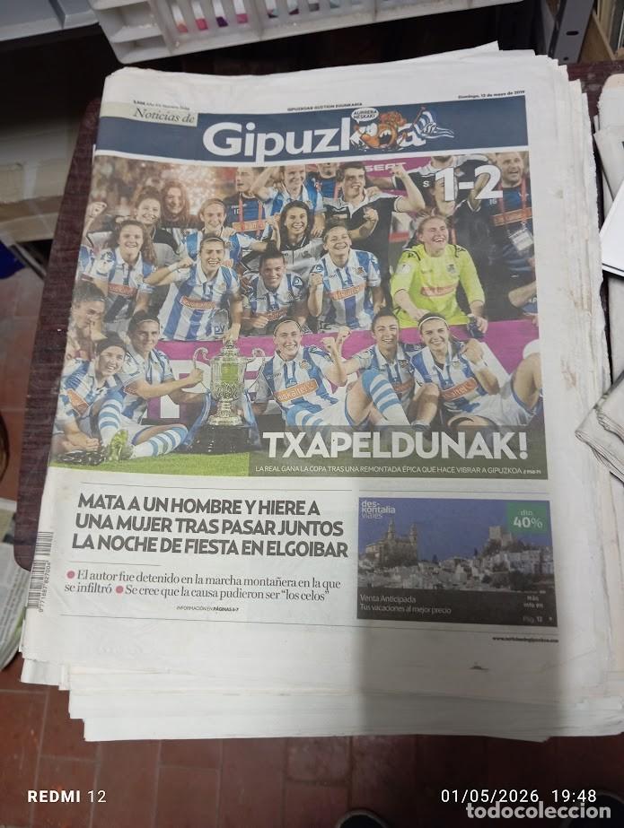 Collectionnisme sportif: NOTICIAS DE GIPUZKOA 12-05-19 REAL SOCIEDAD DE FUTBOL FEMENINO TXAPELDUNAK