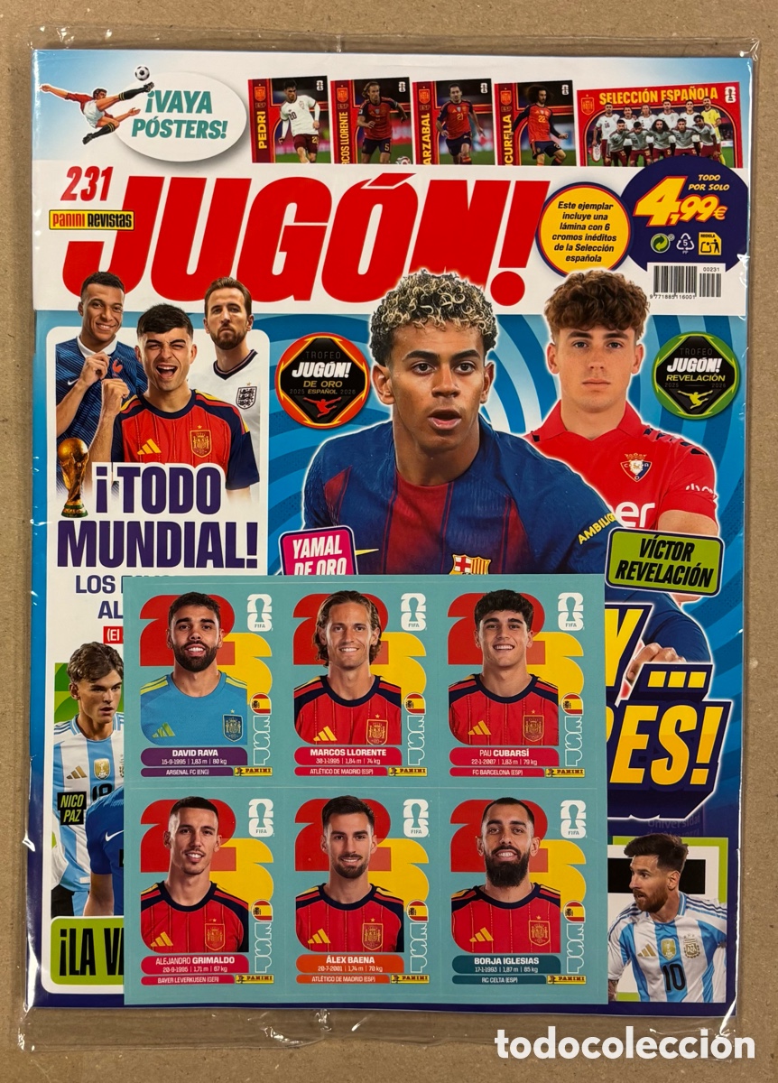 Coleccionismo deportivo: JUG&Oacute;N N&deg; 231 (JULIO 2026), GON 6 CROMOS IN&Eacute;DITOS MUNDIAL ESPA&Ntilde;A PANINI WORLD CUP 2026
