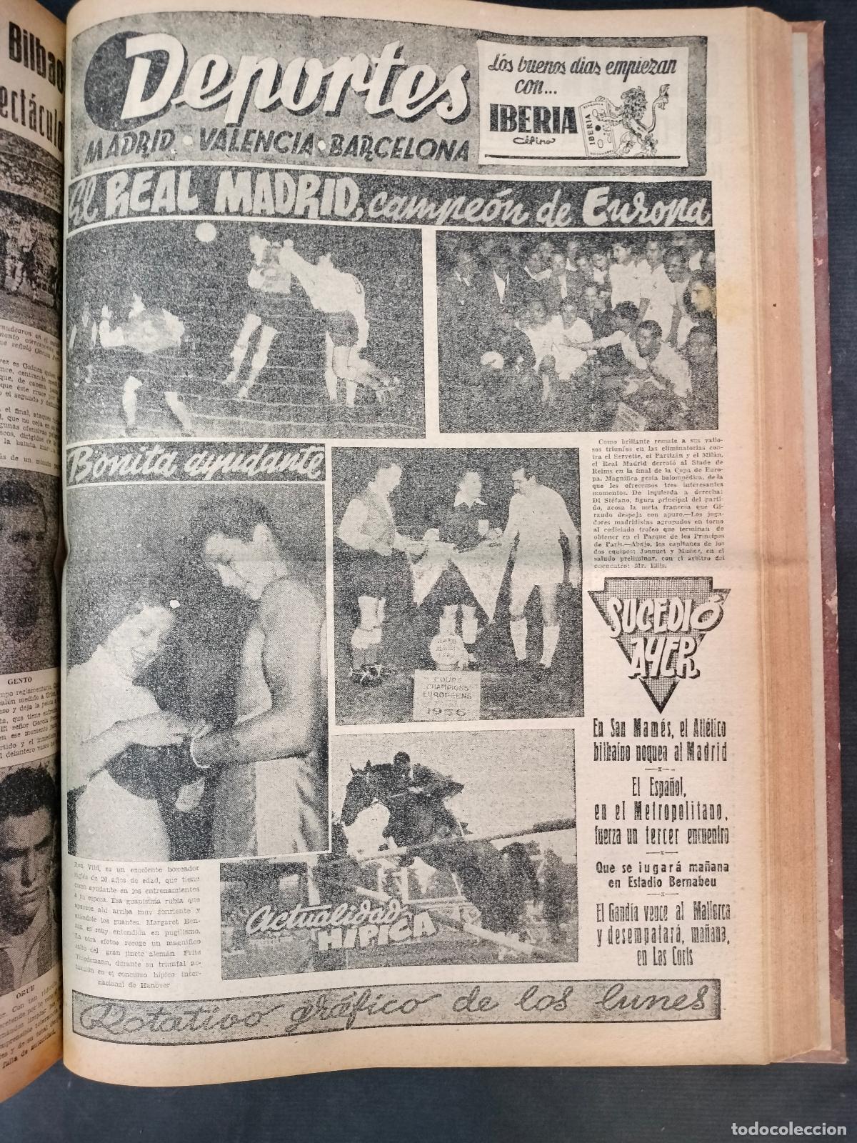 Sammelleidenschaft Sport: DEPORTES ROTATIVO GRAFICO 50 Nos. REAL MADRID CAMPEON DE EUROPA ATHLETIC BILBAO CAMPEON LIGA 1955-56
