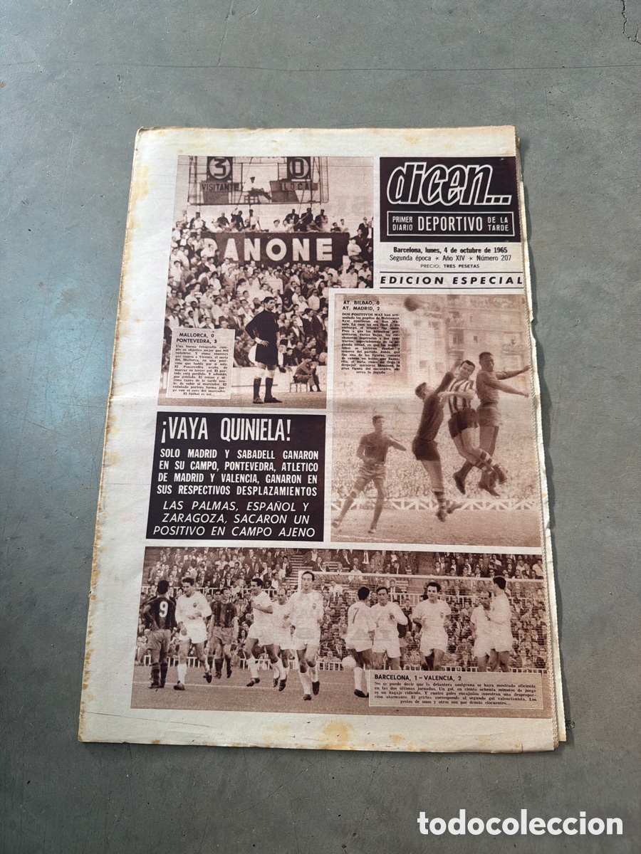 Coleccionismo deportivo: Dicen&hellip; 04/10/1965. &iexcl;Vaya quiniela!