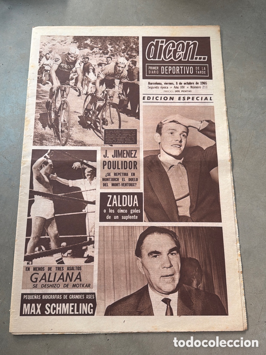 Coleccionismo deportivo: Dicen&hellip; 08/10/1965. J. Jimenez Poulidor, Zaldua, Galiana y Max Schmeling.