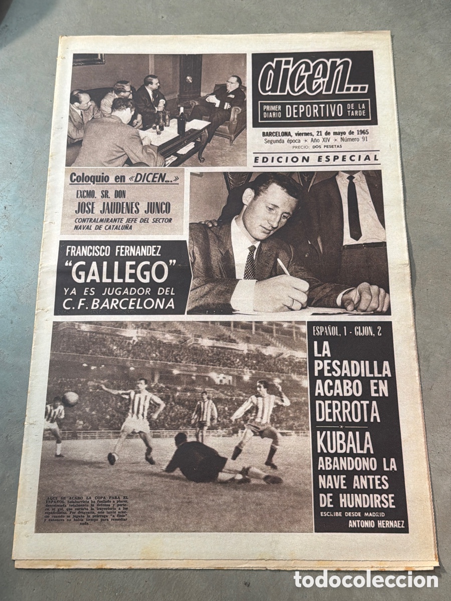 Coleccionismo deportivo: Dicen&hellip; 21/05/1965. Jos&eacute; Jaudenes Junco, Francisco Fernandez &ldquo;Gallego&rdquo; y Kubala.