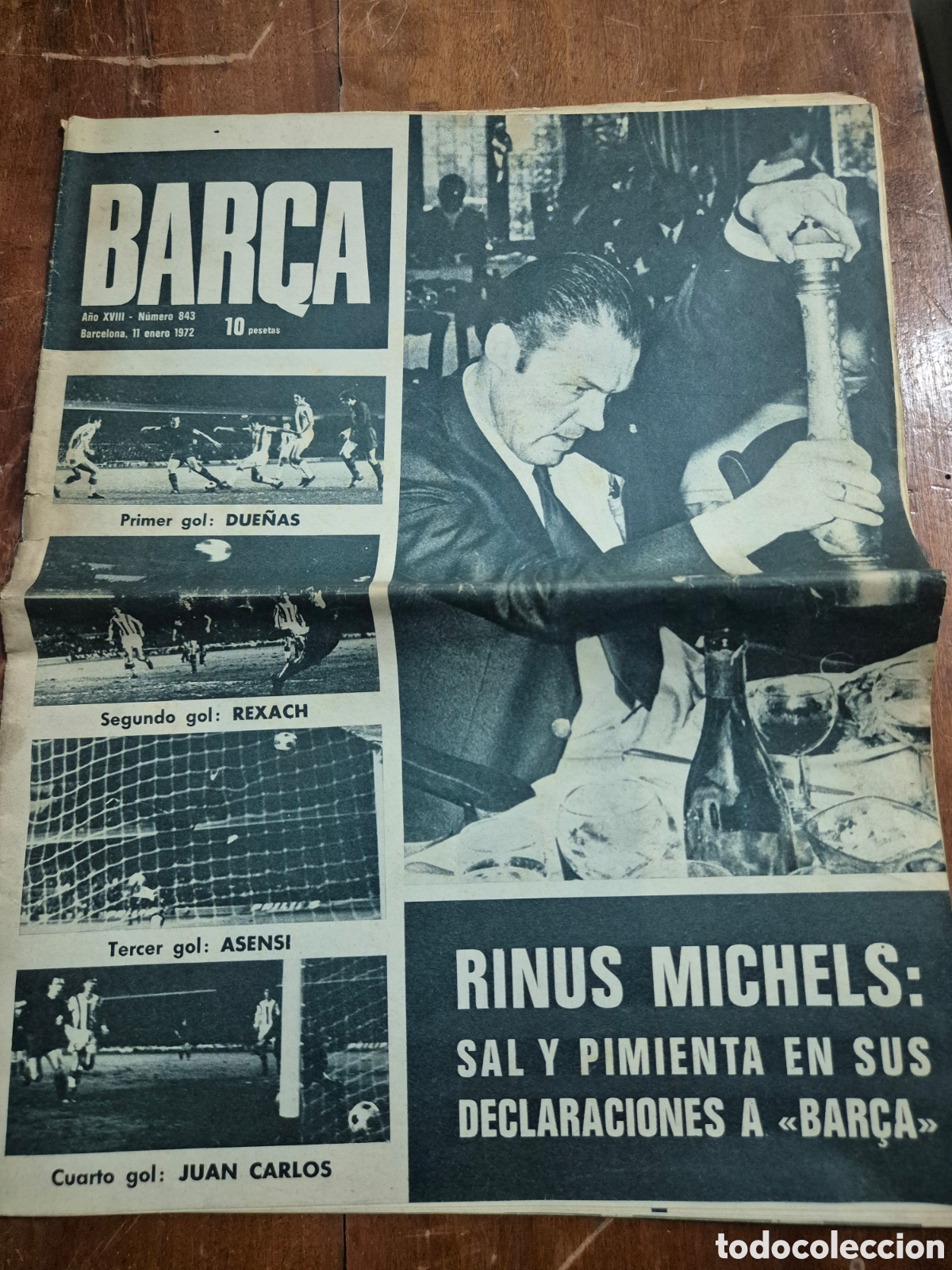 Coleccionismo deportivo: BAR&Ccedil;A 11/1/1972 DUE&Ntilde;AS REXACH ASENSI JUAN CARLOS