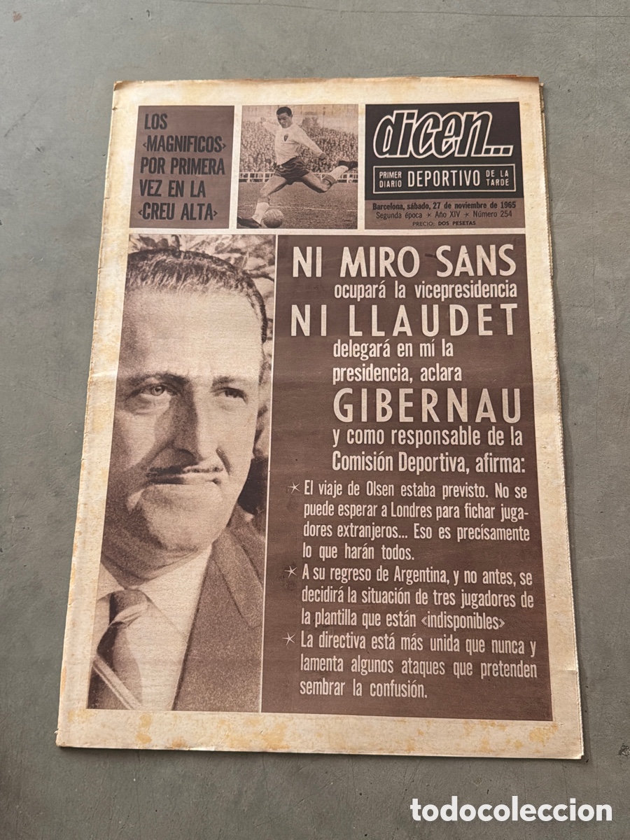 Coleccionismo deportivo: Diceb&hellip; 27/11/1965. Miro Sans, Llaudet y Gibernau.
