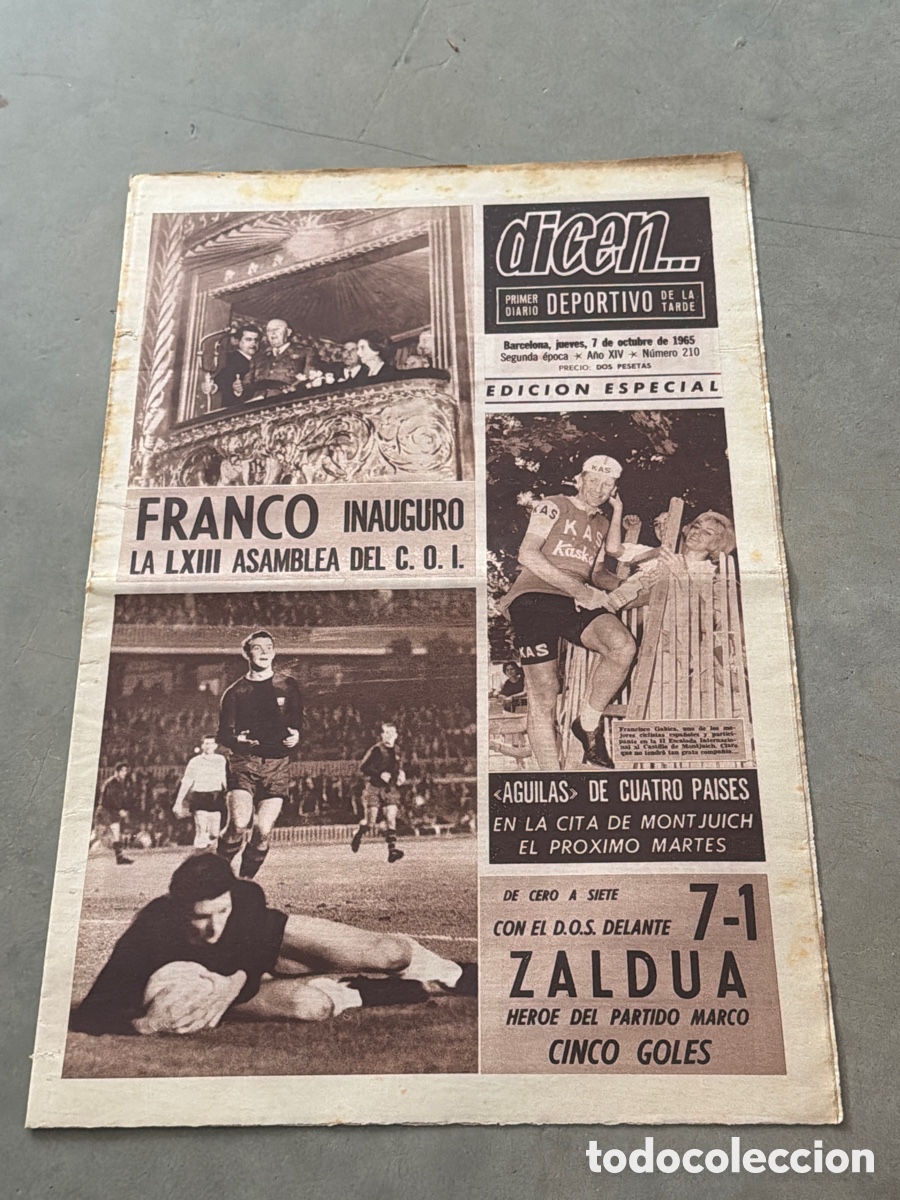 Coleccionismo deportivo: Dicen&hellip; 07/10/1965. Franco, Aguilas y Zaldua.
