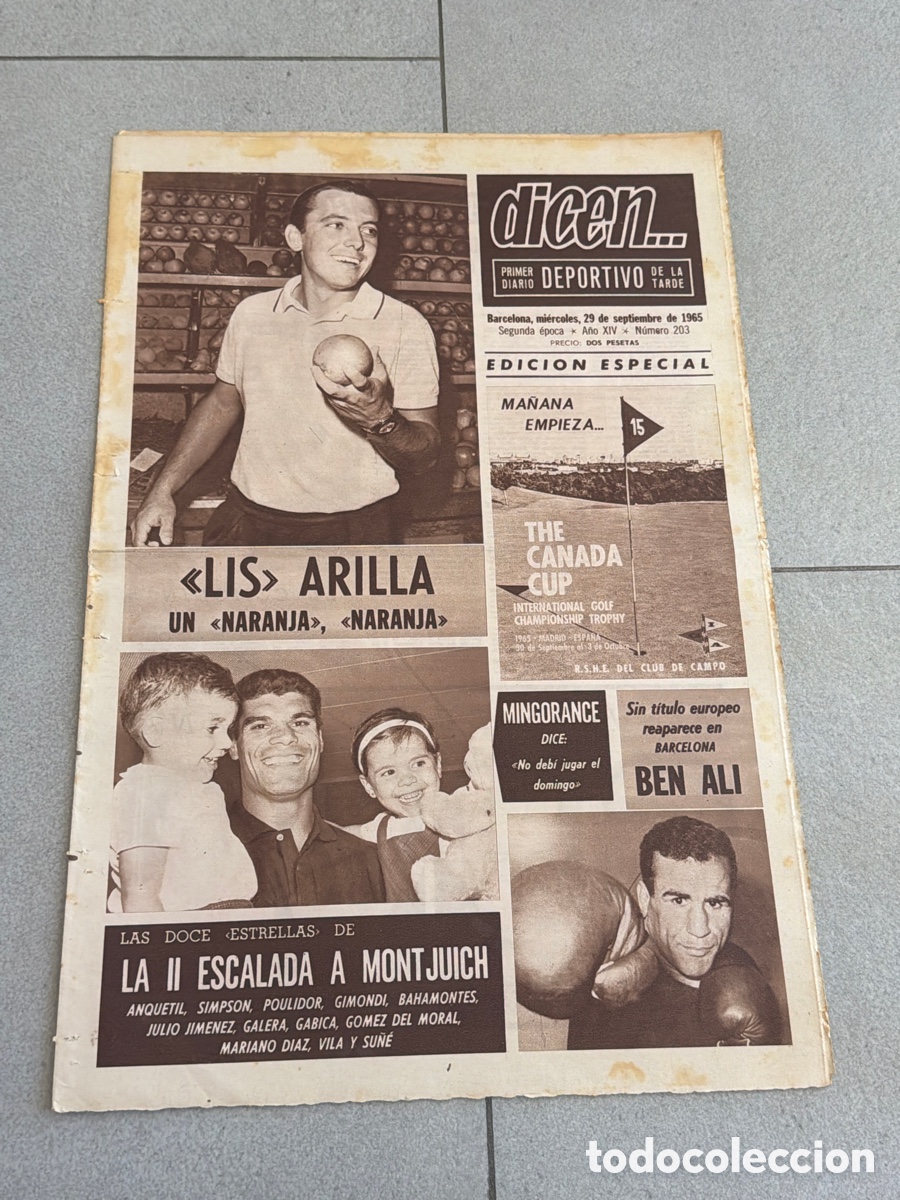 Coleccionismo deportivo: Dicen&hellip; 29/09/1965. &ldquo;Lis&rdquo; Arilla, Mingorance, Ben Ali, y &ldquo;Estrellas de la II escalada a Montjuich&rdquo;.