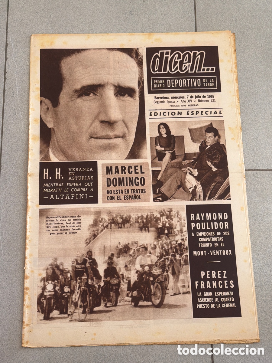 Coleccionismo deportivo: Dicen&hellip; 07/07/1965. H. H., Marcel Domingo, Raymond Poulidor, y P&eacute;rez Franc&eacute;s.