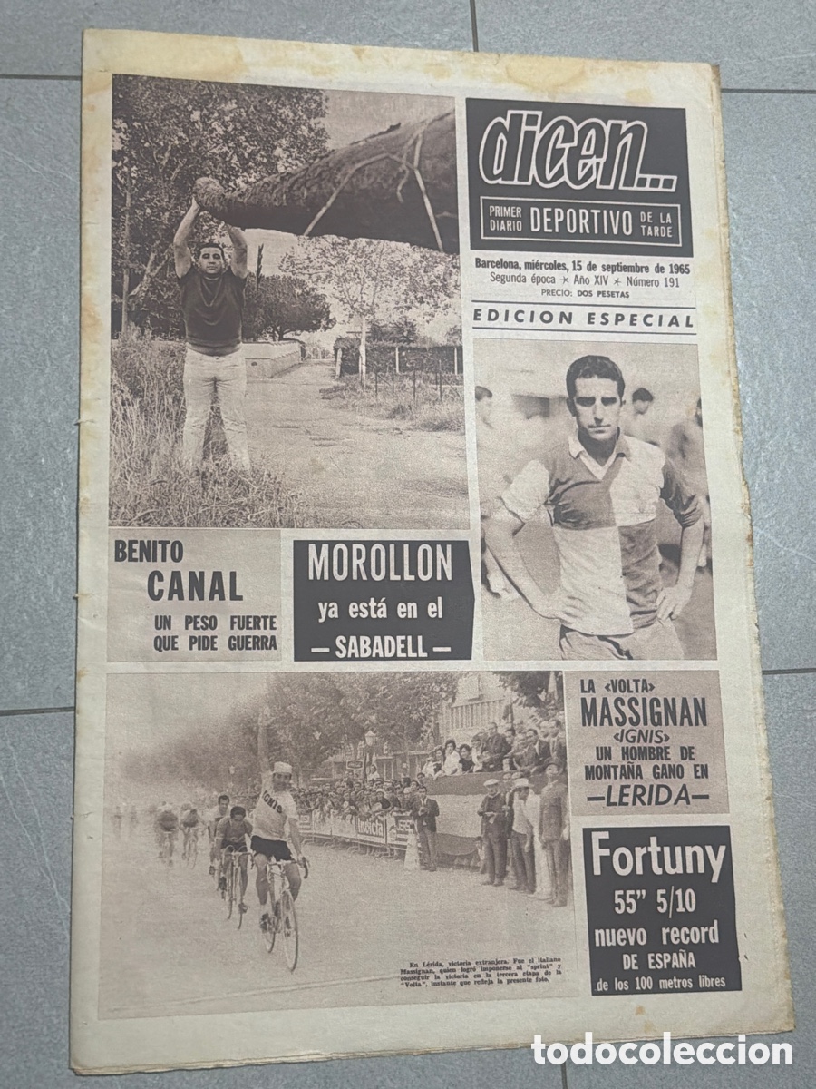 Coleccionismo deportivo: Dicen&hellip; 15/09/1965. Benito Canal, Moroll&oacute;n, Massignan &ldquo;Ignis&rdquo;, y Fortuny.
