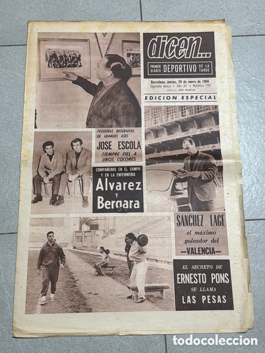 Coleccionismo deportivo: Dicen&hellip; 20/01/1966. Jos&eacute; Escola, &Aacute;lvarez, Bergara, Sanchez Lage, y Ernesto Pons.