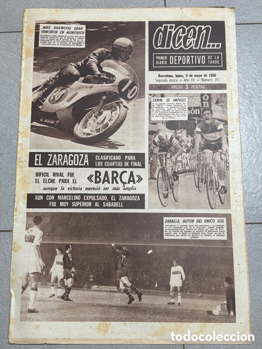 Coleccionismo deportivo: Dicen&hellip;09/04/1966. mike Hailwood, Zanin, Marcelino, y Zanalla.