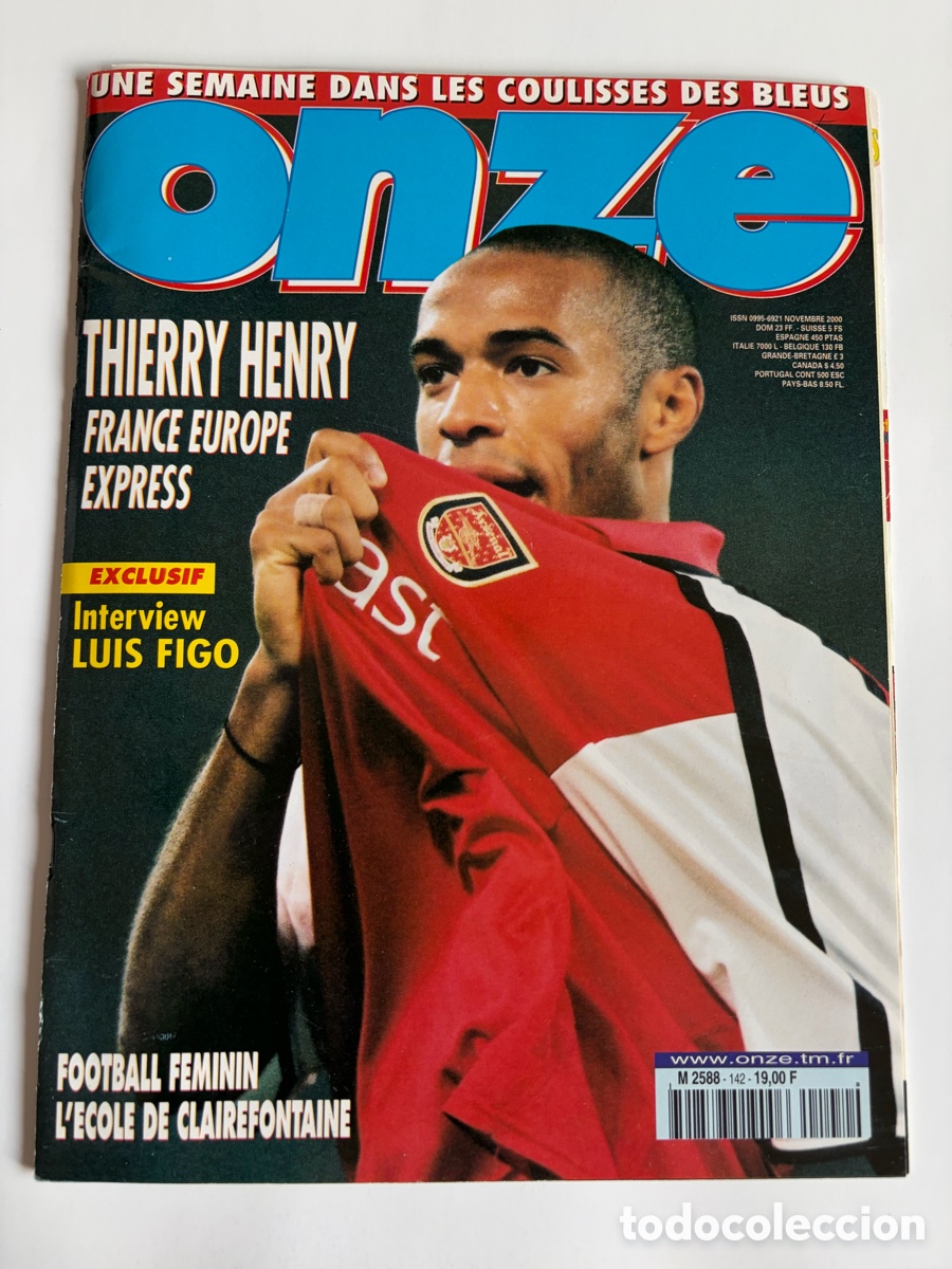 Coleccionismo deportivo: Revista Onze Noviembre 2000 Luis Figo. Portada Thierry Henry