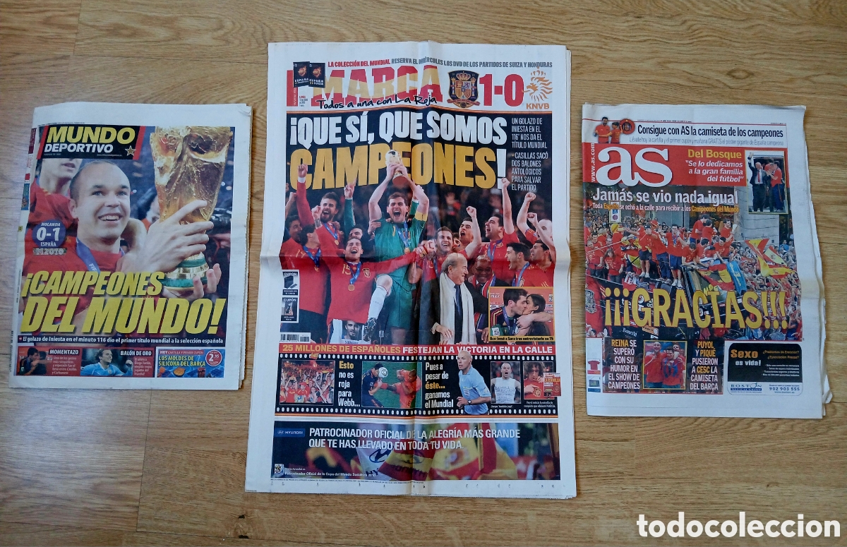 Coleccionismo deportivo: Coleccion periodicos Espa&ntilde;a Campeona del mundo 2010