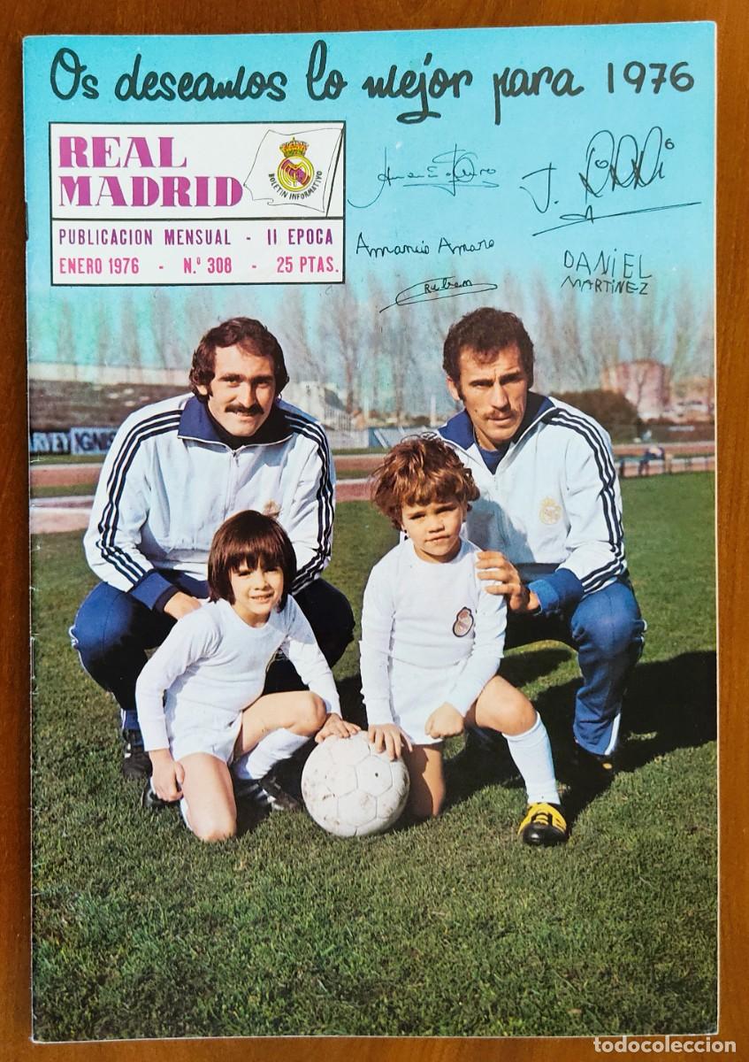 Coleccionismo deportivo: REVISTA REAL MADRID N&ordm; 308 ENERO 1976 - AMANCIO Y PIRRI EN PORTADA - POSTER DE S&Aacute;NCHEZ BARRIOS