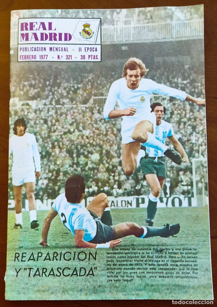 Coleccionismo deportivo: REVISTA REAL MADRID N&ordm; 321 FEBRERO 1977 - LESI&Oacute;N DE JENSEN
