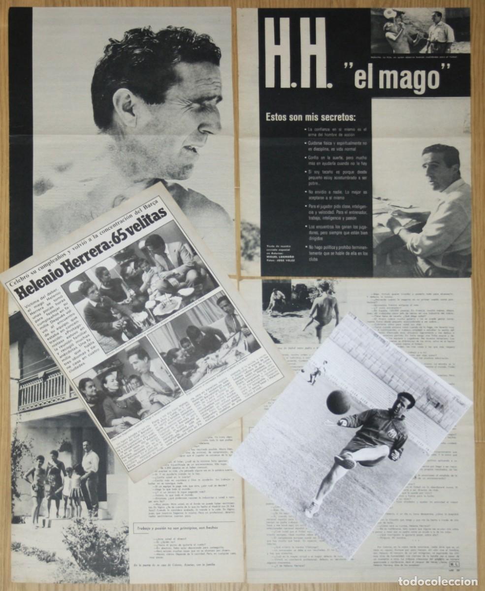 Sports collectibles: HELENIO HERRERA lote de prensa 1960s/1980s fotos f&uacute;tbol Argentina FC Barcelona Atl&eacute;tico Madrid