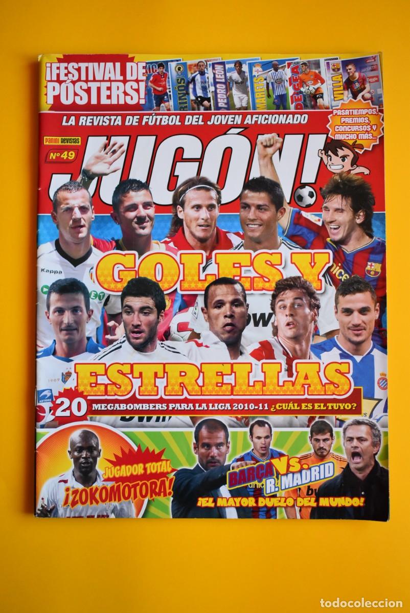 Sports collectibles: Revista Jug&oacute;n. N. &ordm; 49. Poster Villa. Cristiano Ronaldo. Messi. Panini