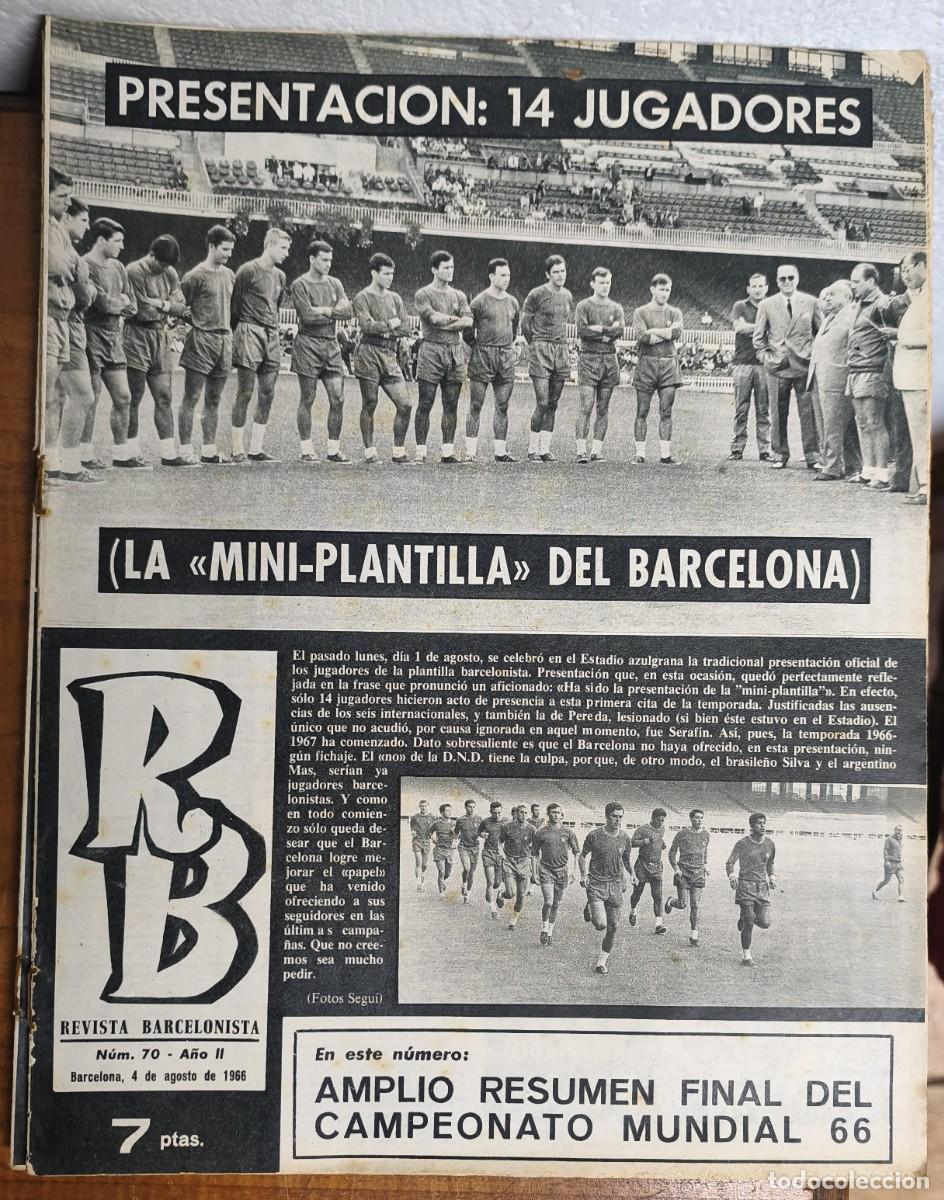Coleccionismo deportivo: REVISTA BARCELONISTA -- A&Ntilde;O 2 -- N&ordm; 70 -- 04/08/1966