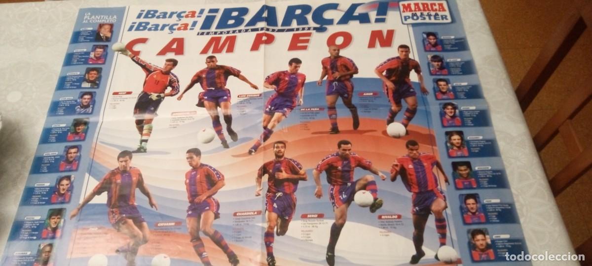 Coleccionismo deportivo: P&oacute;ster del FC Barcelona Campeones. 97/98