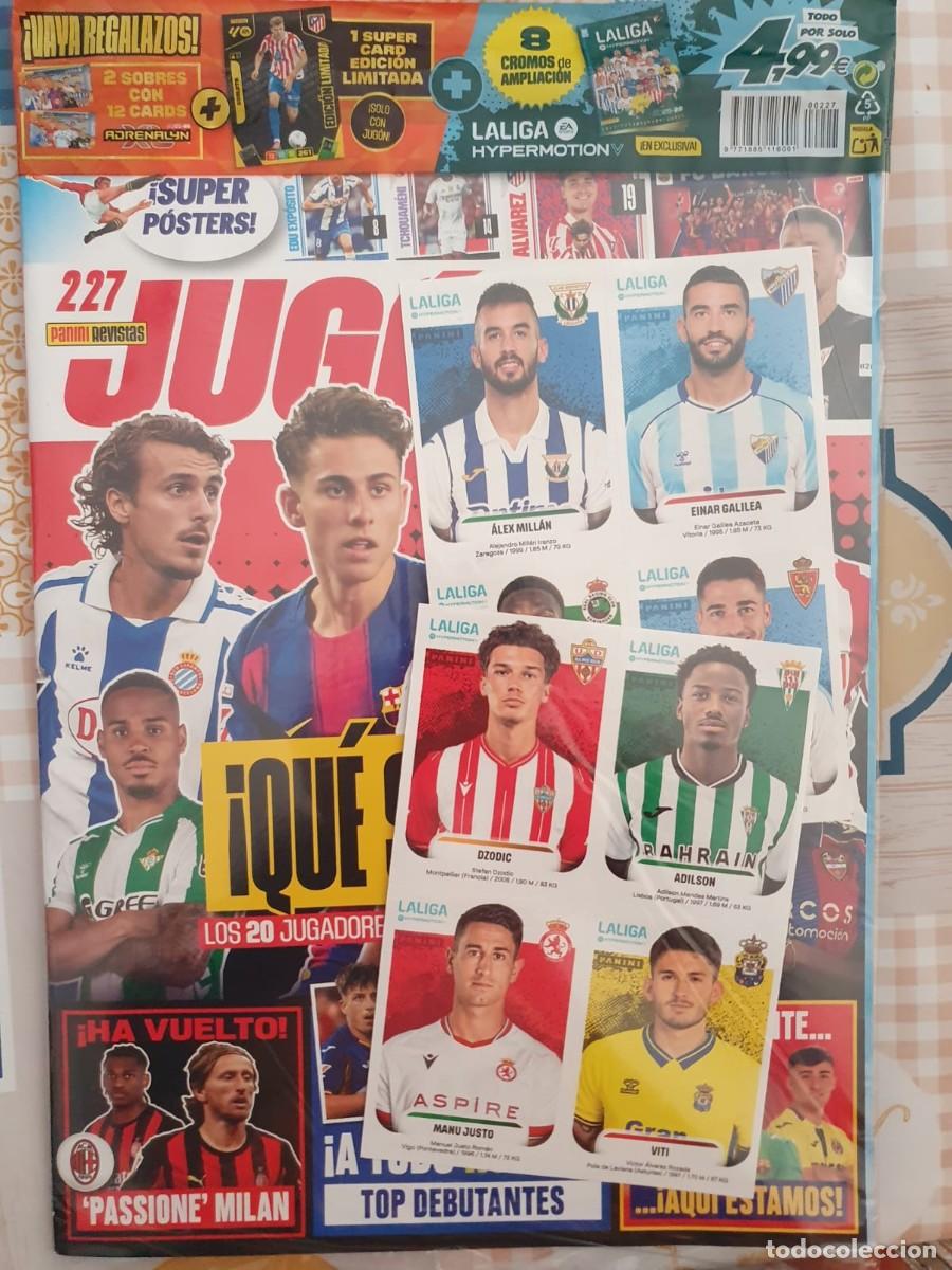Coleccionismo deportivo: REVISTA JUGON 227. PANINI. ENVOLTORIO ORIGINAL. con LAMINAS 8 CROMOS LIGA HYPERMOTION