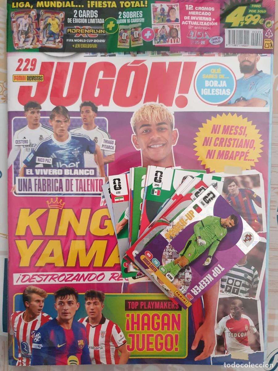 Coleccionismo deportivo: REVISTA JUGON 229. PANINI. ENVOLTORIO ORIGINAL. con 16 CROMOS ADRENALYN XL MUNDIAL