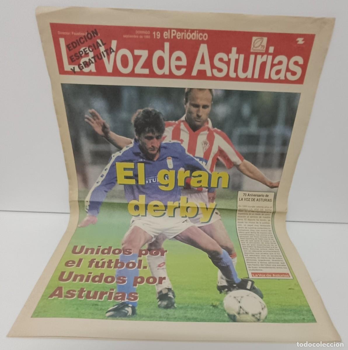 Coleccionismo deportivo: Hoja especial La Voz de Asturias 19/09/1993 Derbi Oviedo-Sporting
