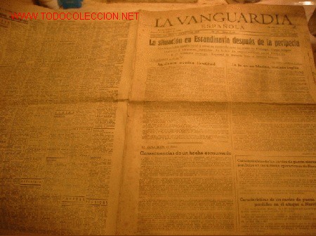 Colecionismo desportivo: DIARIO LA VANGUARDIA A&Ntilde;O 1940 -jueves 11 de abril de 1940 - LA SITUACION DE ESCANDINAVIA