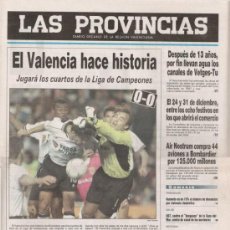 Coleccionismo deportivo: PORTADA DIARIO LAS PROVINCIAS 22/03/2000. VALENCIA 0 - MANCHESTER UNITED 0. CHAMPIONS LEAGUE.. Lote 5432074