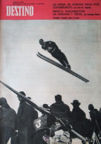 Coleccionismo deportivo: REVISTA DESTINO - A&Ntilde;O 1963 - En Portada: EL SALTADOR DE ESQUI FINLANDES EINO KIRJONEN