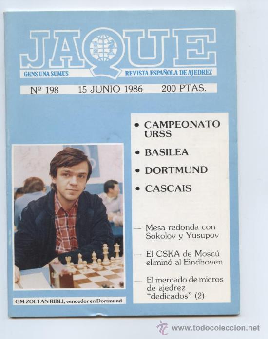 Sports collectibles: AJEDREZ. REVISTA JAQUE N&ordm; 198. 15/JUNIO/1986