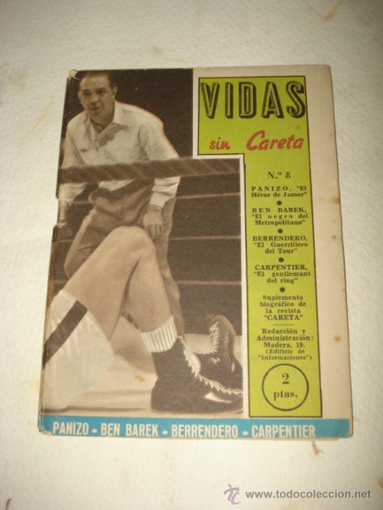 Sammelleidenschaft Sport: Antigua Revistilla Deportiva VIDAS SIN CARETA n&ordm; 8 con Panizo,Ben Barek,Berrendero.....a&ntilde;o 1950