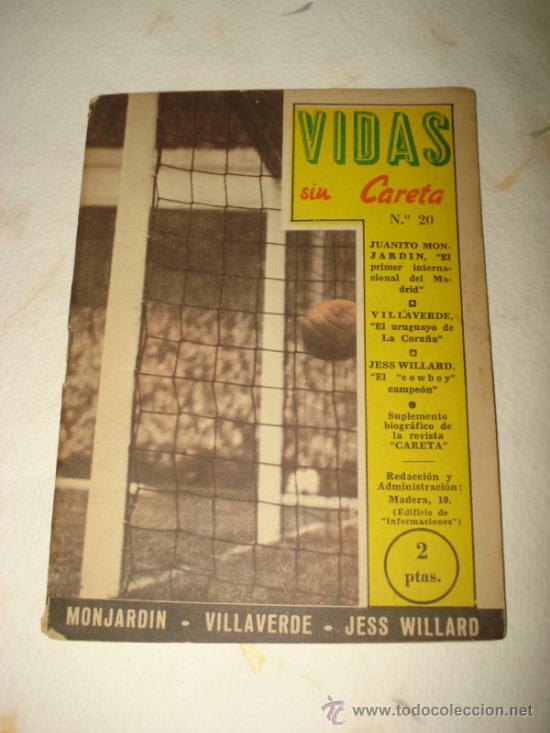 Sports collectibles: Antigua Revistilla Deportiva *VIDAS SIN CARETA* n&ordm; 20 con Monjardin ,Villaverde ,J Willard a&ntilde;o 1950s