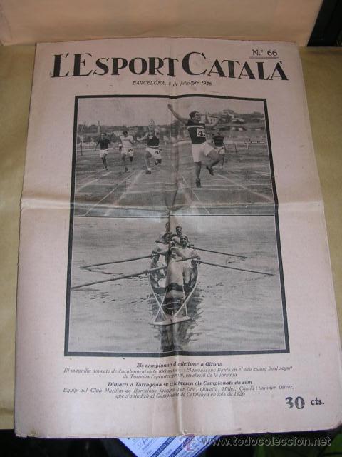 Sammelleidenschaft Sport: L'ESPORT CATALA N&ordm;66 BARCELONA 5 DE JULIO 1926 INTONSO , ILUSTRADO , 16 PAG. 36X26 CM.