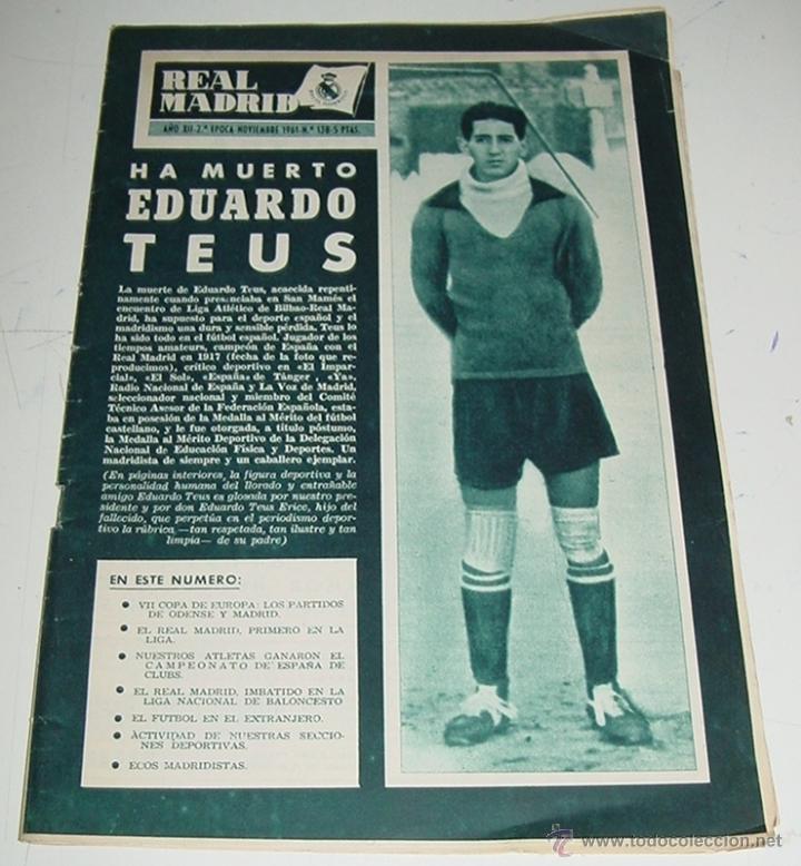 Sammelleidenschaft Sport: ANTIGUA REVISTA DEL REAL MADRID - NOVIEMBRE 1961 - N&ordm; 138 - MIDE 31 X 21,5 CMS - DEPORTE - 32 PAG. A