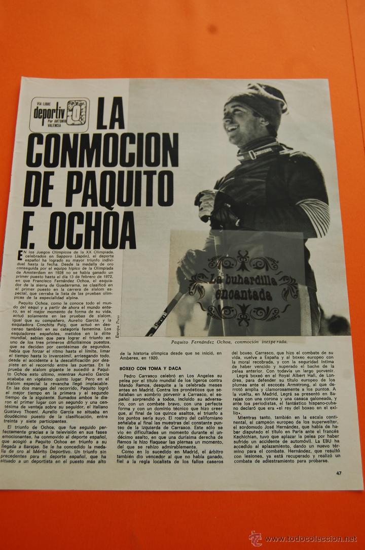 Collezionismo sportivo: ARTICULO 1972 - PAQUITO FERNANDEZ OCHOA - CARRASCO Y RAMOS BOXEO - 2 PAGINAS