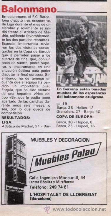 Sports collectibles: BALONMANO FC BARCELONA: EN SERRANO EST&Aacute;N BARADAS MUCHAS DE LAS ESPERANZAS AZULGRANA. FOTO: FEZJULA