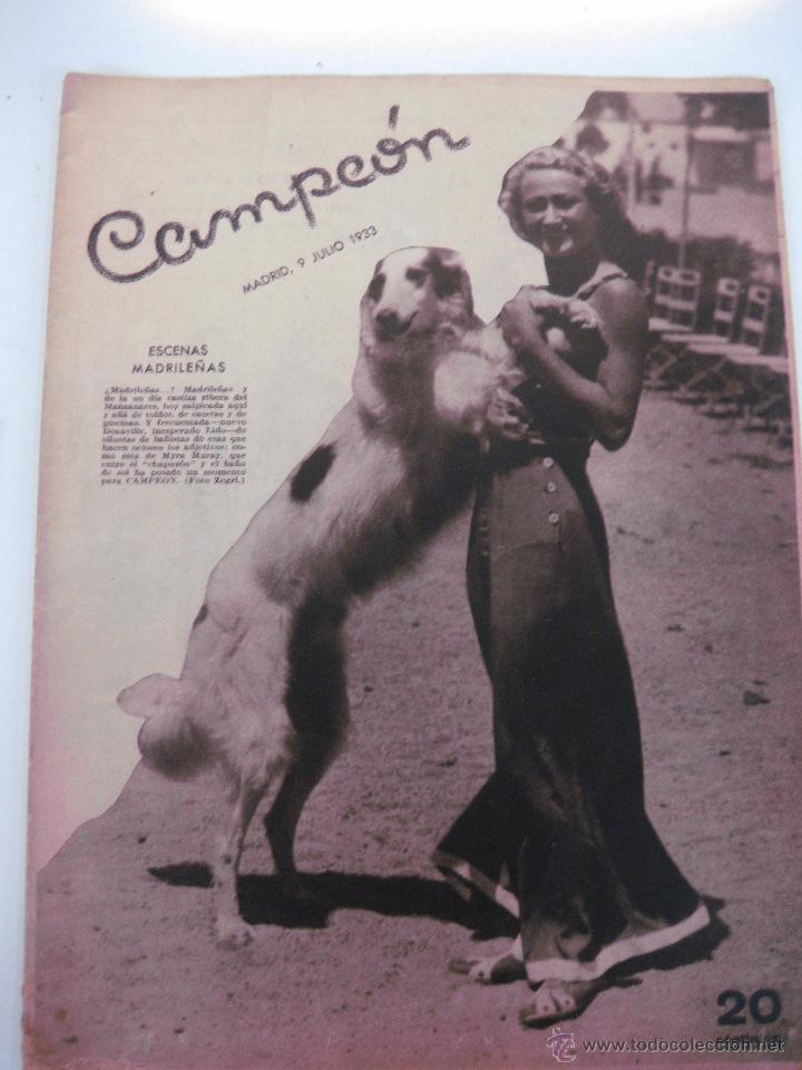 Collezionismo sportivo: REVISTA DEPORTIVA CAMPEON N&ordm; 36 MADRID 9 JULIO 1933.