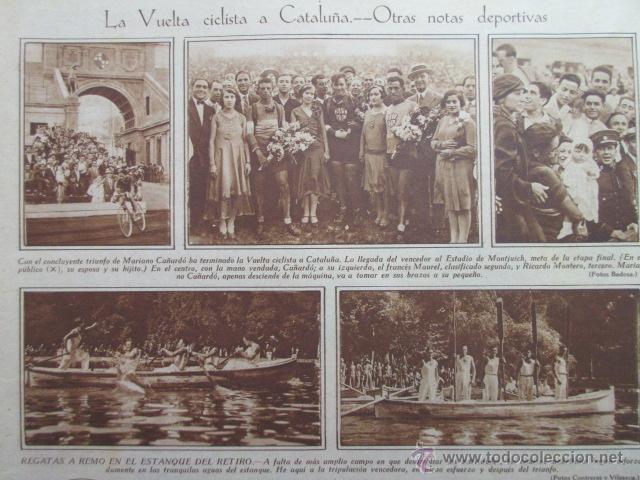 Coleccionismo deportivo: RECORTE 1930 - MARIANO CA&Ntilde;ARDO GANA VUELTA CICLISTA CATALUNA - REGATAS REMO PARQUE RETIRO MADRID