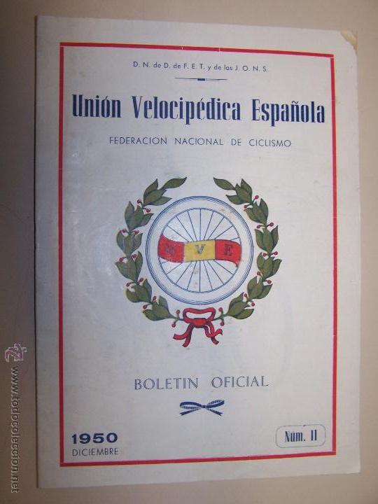 Coleccionismo deportivo: UNION VELOCIP&Eacute;DICA ESPA&Ntilde;OLA. FEDERACION NACIONAL DE CICLISMO.BOLETIN OFICIAL. N&Uacute;M.11. DICIEMBRE 1950