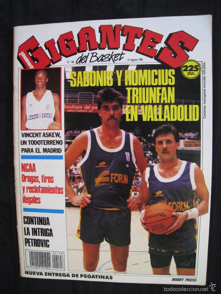 Sports collectibles: GIGANTES DEL BASKET - N&ordm; 198 - CON POSTER DE JOSE BIRIUKOV ( ESPA&Ntilde;A ) Y VESTRIS ( FRANCIA ).