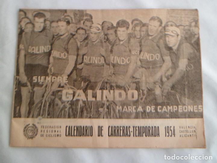 Coleccionismo deportivo: Revista calendario de carreras de ciclismo temporada 1954 - Valencia Castellon y Alicante