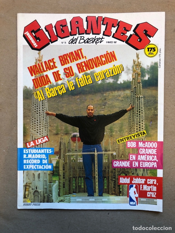 Collectionnisme sportif: GIGANTES DEL BASKET N&deg;70 (1987). WALLACE BRYANT, BOB MCADOO, JABBAR VS. F. MART&Iacute;N, POSTER TERENCE ST