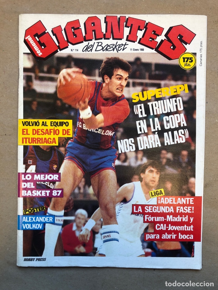 Collezionismo sportivo: GIGANTES DEL BASKET N&deg;114 (1988). SUPEREPI, ITURRIAGA, LO MEJOR DEL 87, POSTER DE VOLKOV + FICHAS,..