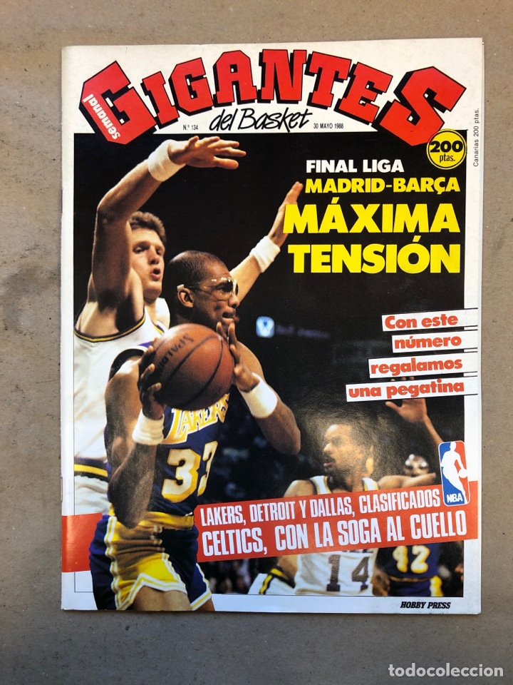 Coleccionismo deportivo: GIGANTES DEL BASKET N&deg; 134 (1988). FINAL LIGA R. MADRID - BAR&Ccedil;A, NBA, POSTER JUANA MORALES,..