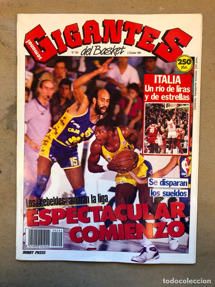 Collectionnisme sportif: GIGANTES DEL BASKET N&deg; 204 (1989). EMPIEZA LA LIGA, NBA SE DISPARAN LOS SUELDOS, ITALIA, POSTER CLAU