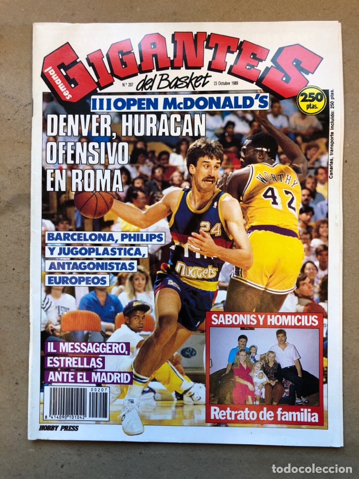 Collectionnisme sportif: GIGANTES DEL BASKET N&deg; 207 (1989). III OPEN McDONALD&rsquo;S, SABONIS Y HOMICIUS, POSTER ALEX BELOSTENNY,.