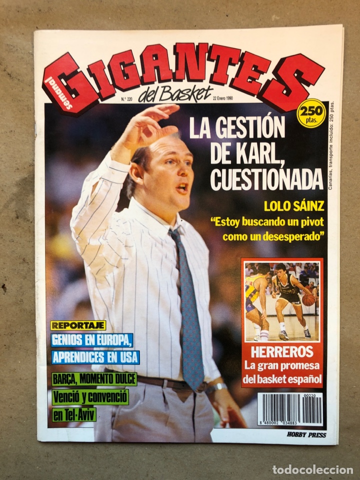 Coleccionismo deportivo: GIGANTES DEL BASKET N&deg; 220 (1990). GESTI&Oacute;N DE KARL CUESTIONADA, ALBERTO HERREROS, NBA, POSTER RADJA,