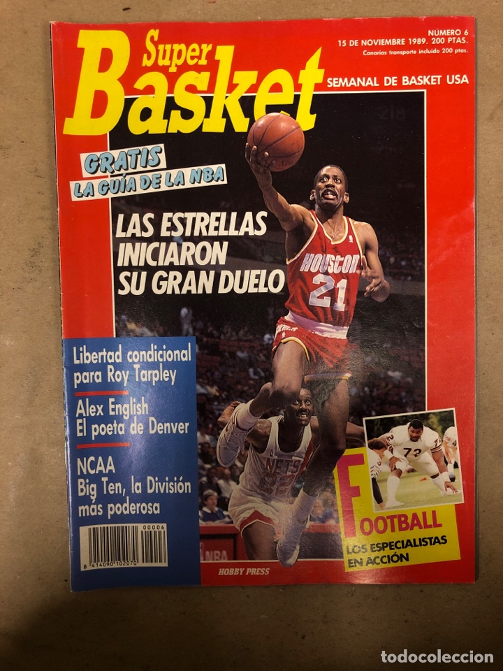 Collezionismo sportivo: S&Uacute;PER BASKET N&deg; 6 (1989). PRIMERA SEMANA DE LA LIGA, ENTRENADORES, POSTER OLAJUWON, NFL,..